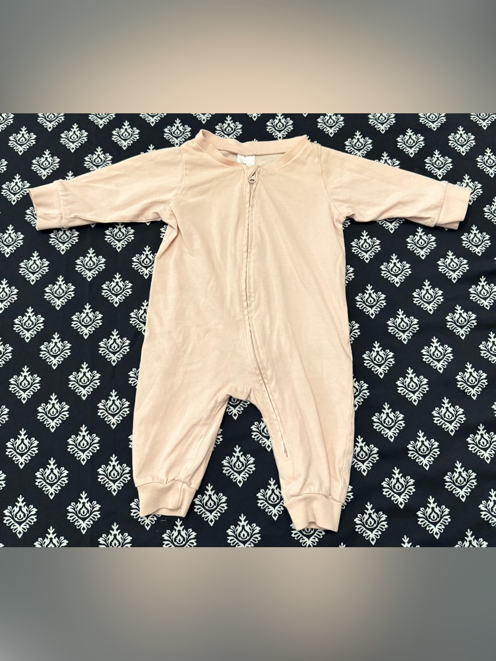 H&M Baby Pink Zip Sleeper Romper 1-2 Months 100% Cotton One Piece Pajamas